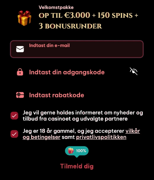 Registrering hos SpinoGambino